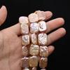 1String, 15×20mm Pink Natural Freshwater Rectangle Pearls 36cm Loose Beads for Handmade Jewelry Craft Supplies, DIY Holiday Gifts