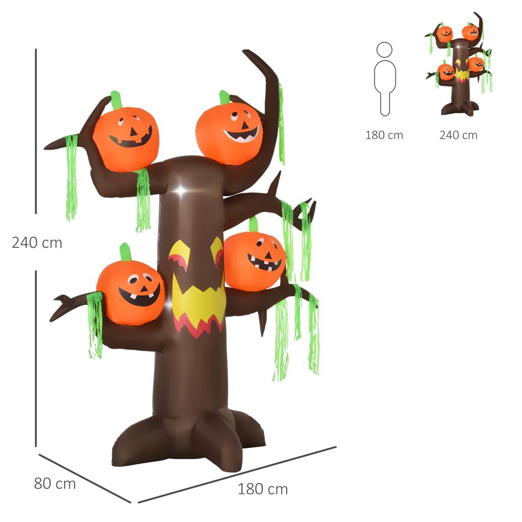 Inflatable Spooky Tree Pumpkin Halloween Decoration Figure Air Figure with LED Lighting, Polyester, 180x80x240cm