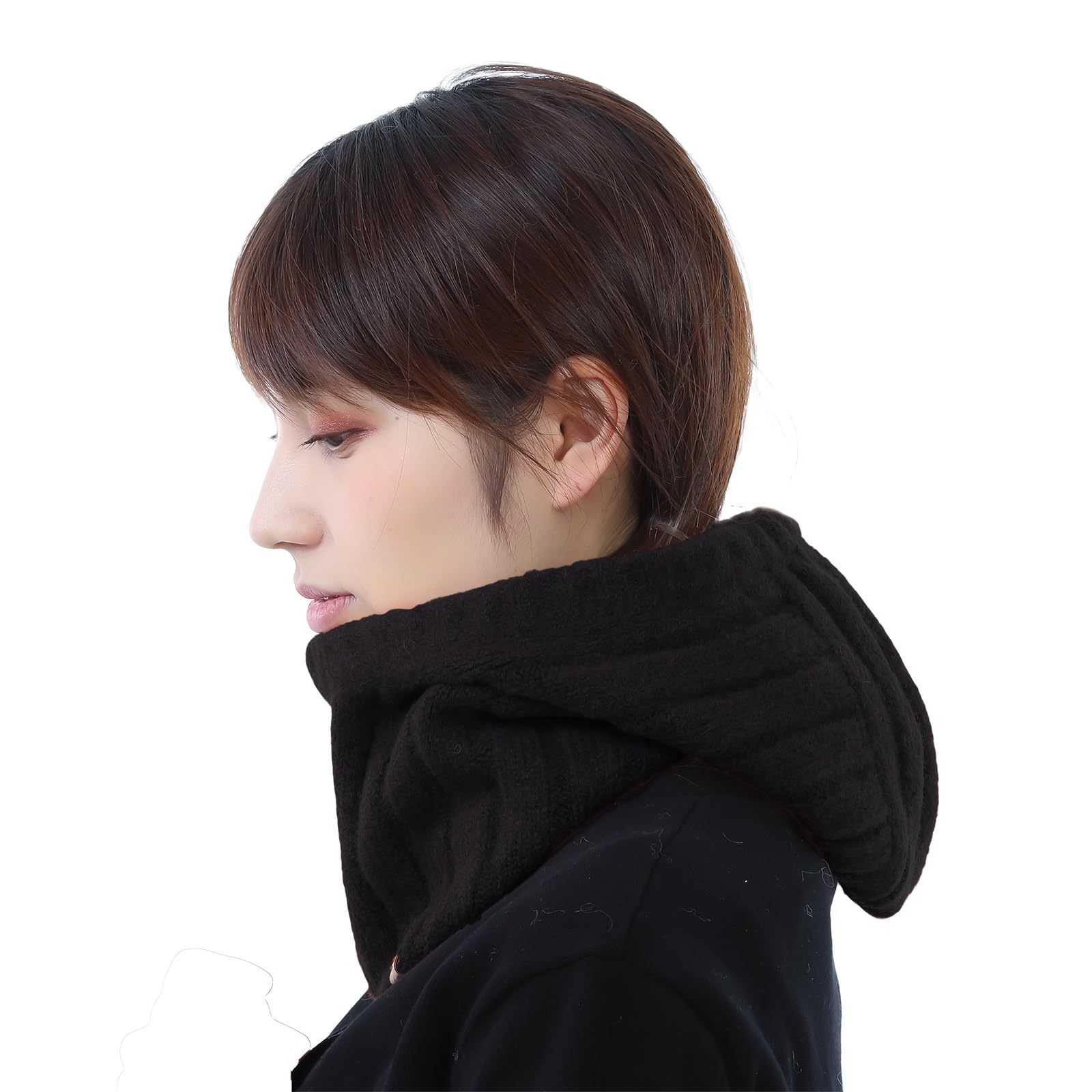 

TRAX SHOP Rose Cluba Knit Neck Warmer for Hooded Warm and Stylish Hooded Neck Warmer Women, Button-Up Scarf, (Black) чёрный