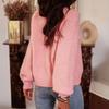 Women's Fashion Casual Elegant Round Neck Button Long Sleeve Raglan Sleeve Knit Sweater