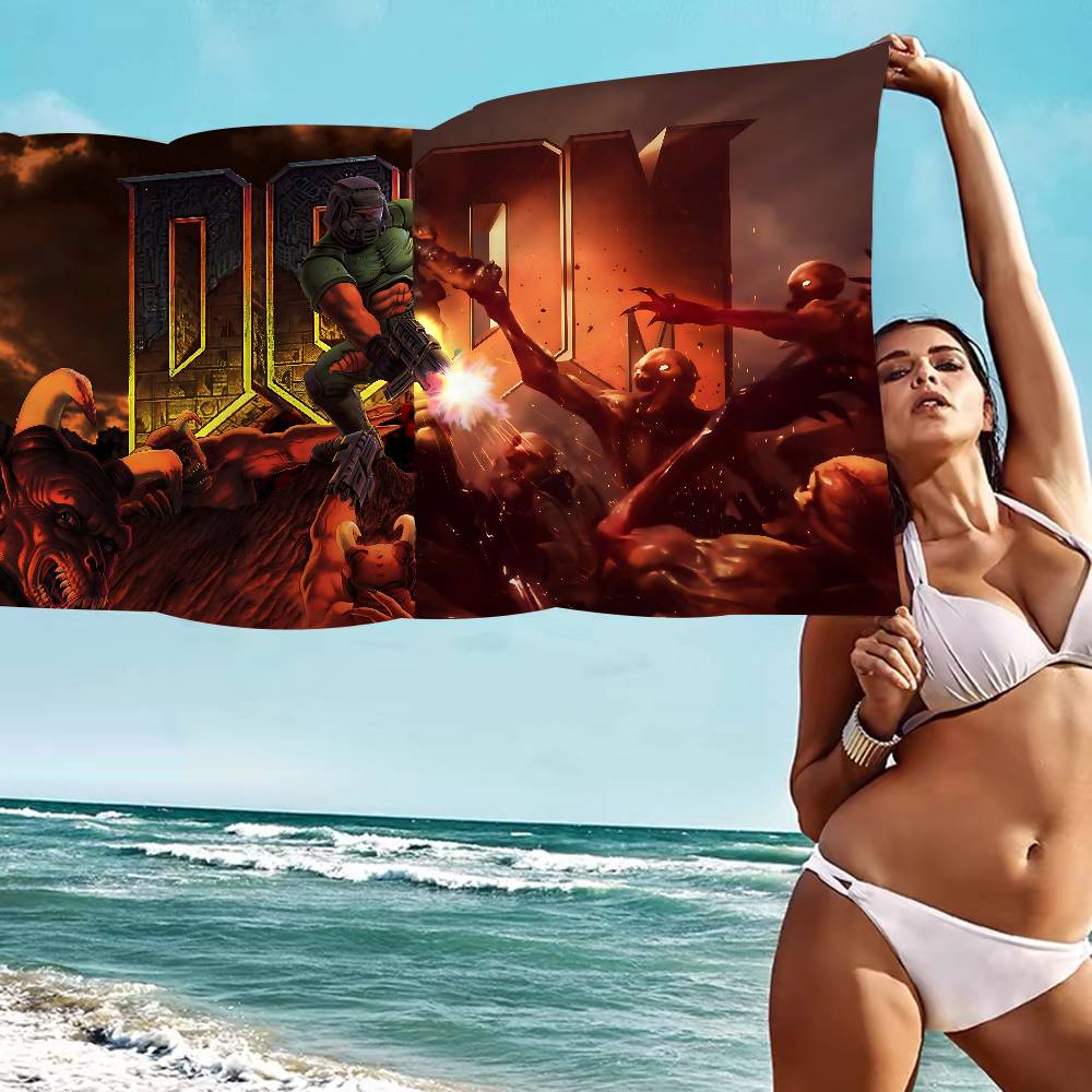 Shooting Game D-Doom Beach Towel Colorful Bath Towels For Girl Microfiber Quick Dry Custom Sand Free Beach Yoga Spa Gym Pool