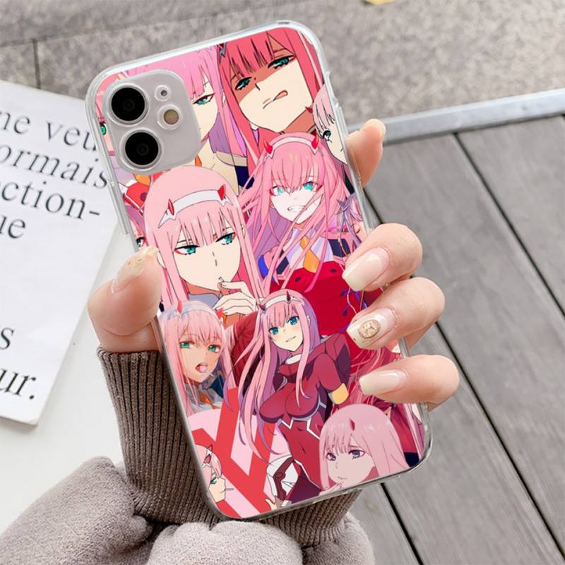 YNDFCNB Zero Two Darling In the FranXX Anime Hard Phone Case for Iphone 13 11 12 Pro XS MAX 8 7 6 6S Plus X 5S SE 2020 XR Fundas