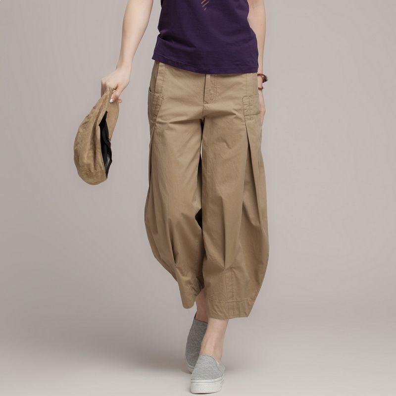 

2026 Spring/Summer Plus Size High Waist Loose Carrot Pants - Women s Three-Quarter Length Harem Style 26 (80-90 jin) хаки