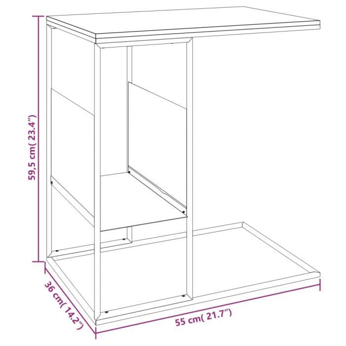 VidaXL Side Table Black 55x36x59.5 Cm Engineered Wood 343105