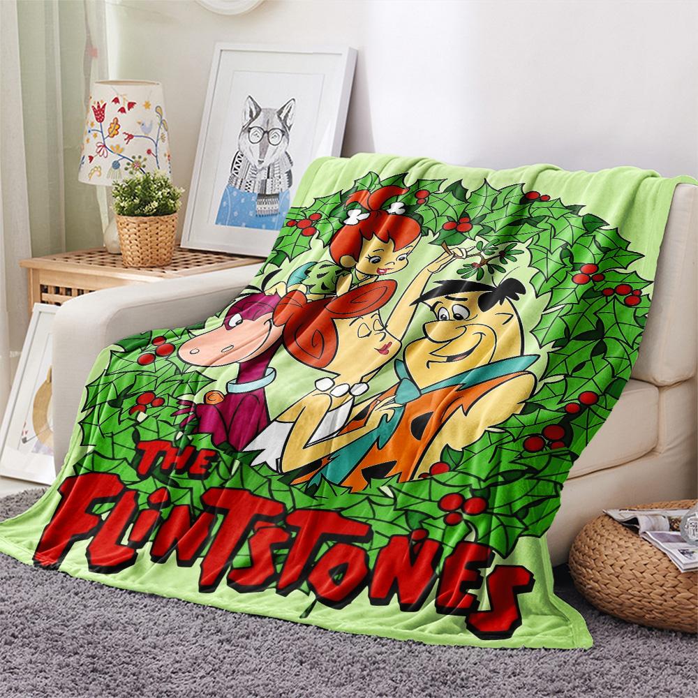 Coperta in Flanella con Stampa dei Flintstones, Alta qualità, Confortevole per Tutte le Stagioni, Decorazione per la Casa, Calore e Comfort