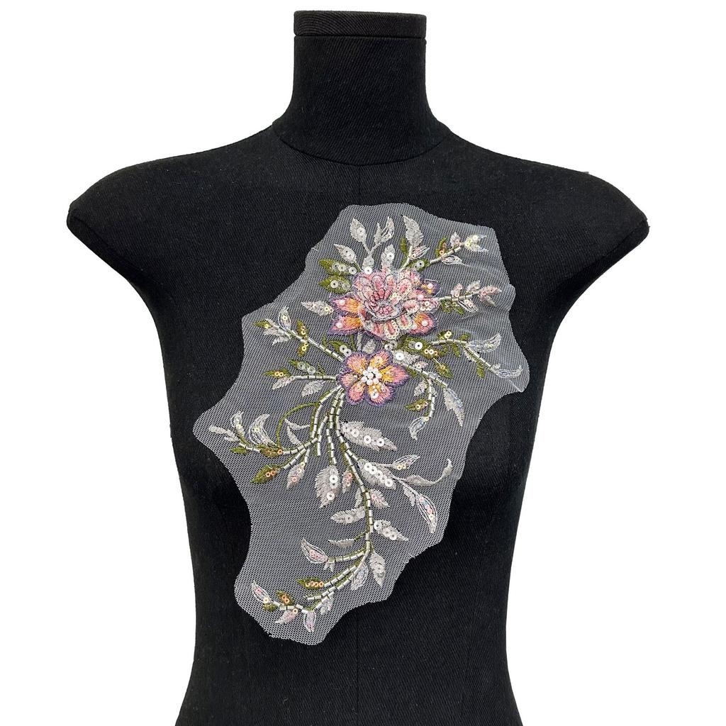 Three-Dimensional Sequins Flower Beads Mesh Embroidery Cloth Stickers Patch Stickers Clothes Decoration Accessories Handmade Diy Accessories