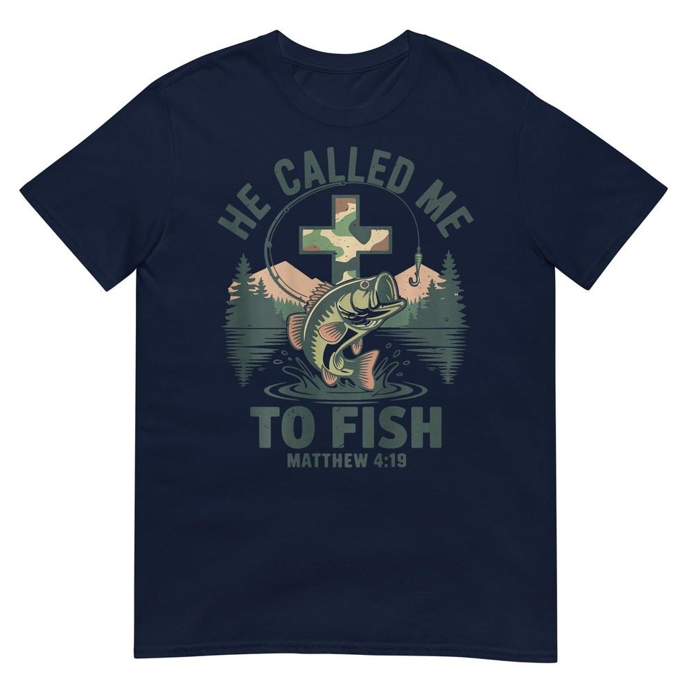 Youth He Called Me To Fish Camo Bass Fishing Christian Funny TShirt S