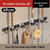Stainless Steel Seamless Mop and Broom Storage Rack for Bathroom/Balcony Hook