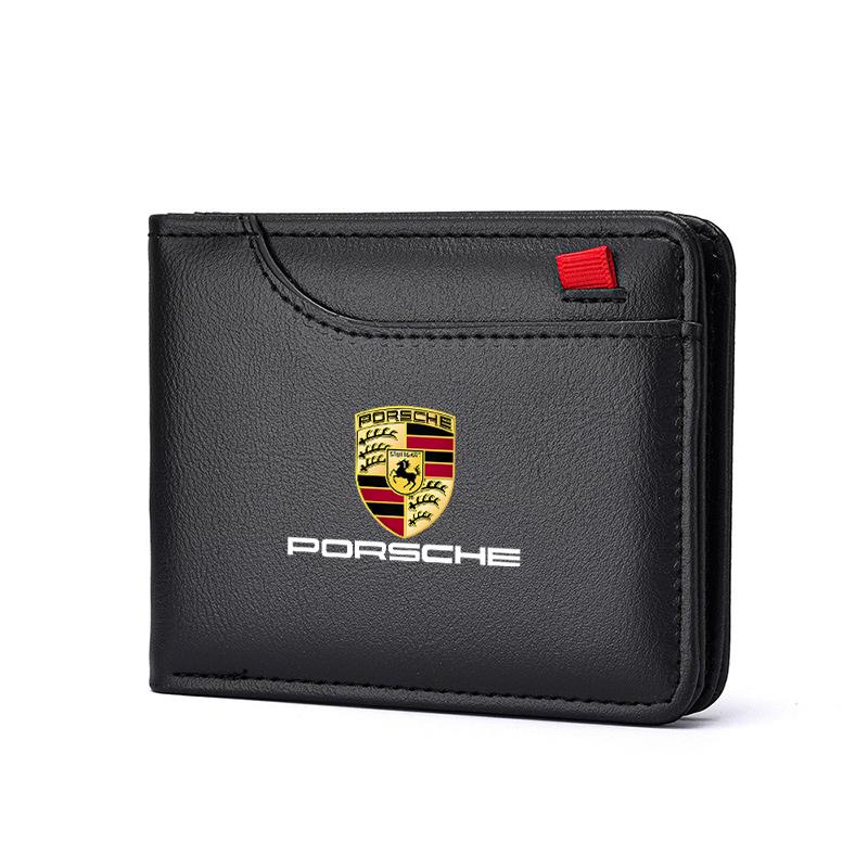 Leather Car Driver's License Cover Holder ID Credit Card Wallet For Porsche Panamera Cayenne Taycan 911 718 Macan Carrera-GT 928