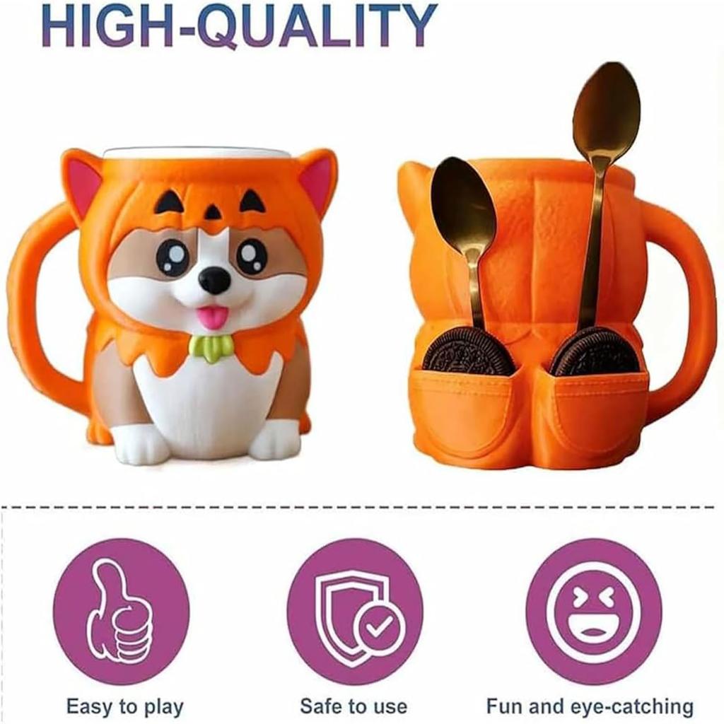 Puppy Ice Pint Cup Holder, 3D Printed Cup With Handle And Snack Drawer, Cute Leak-Proof Puppy Ice Cream Pint Cup Holder