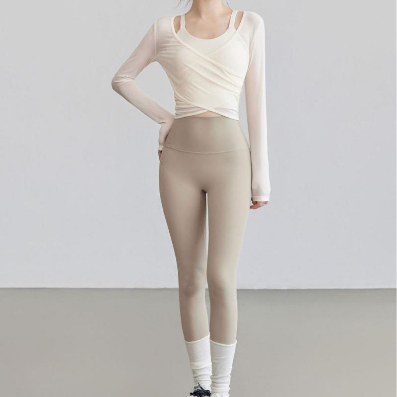 Premium Yoga Suit Women's Sports Top Skinny Long Sleeves Skinny Running Training Pilates Fitness Suit Spring