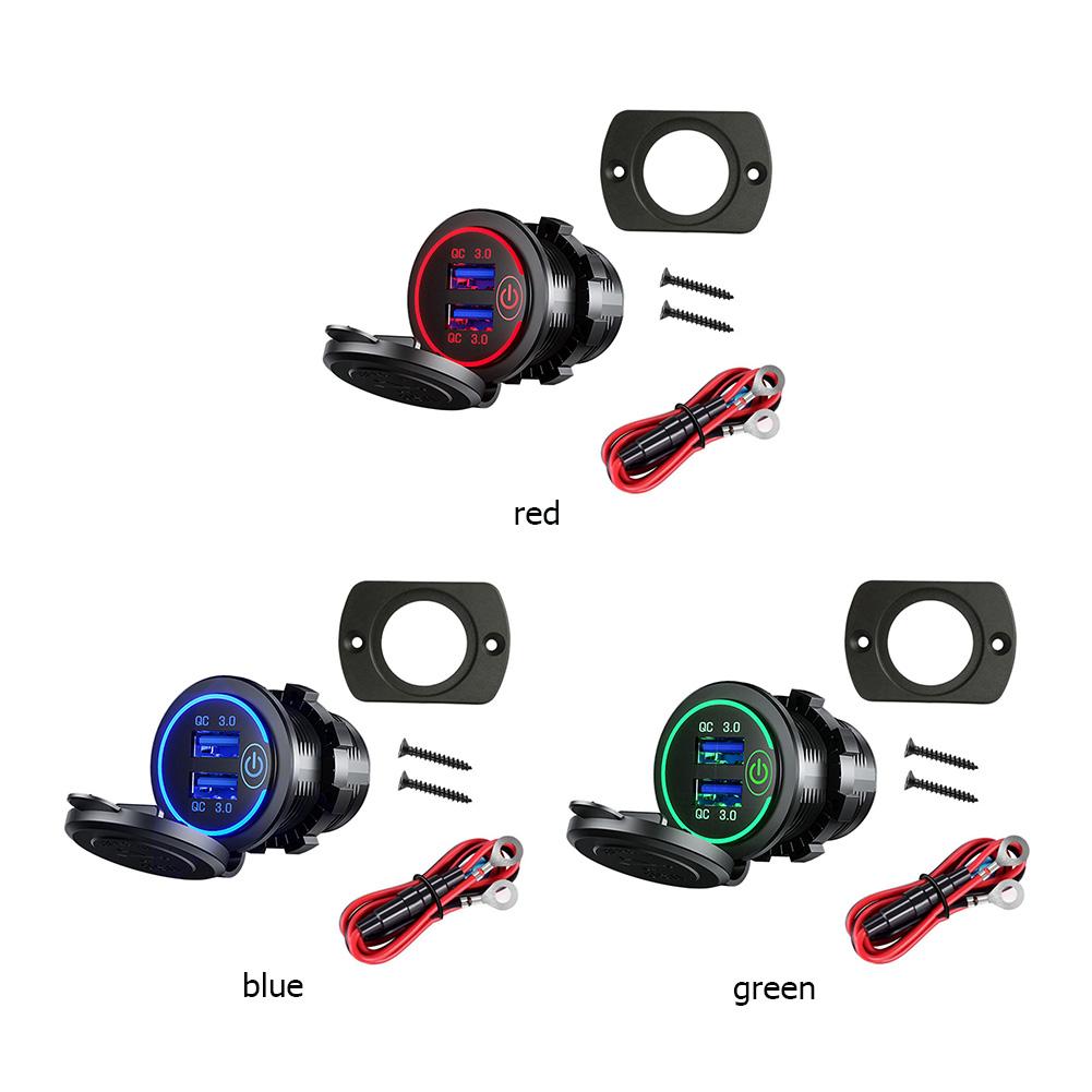 Quick Charge Socket Adapter Dual USB 12V-24V Car Cigarette Lighter Dual USB Charger Waterproof Power Plug Outlet Car Accessories