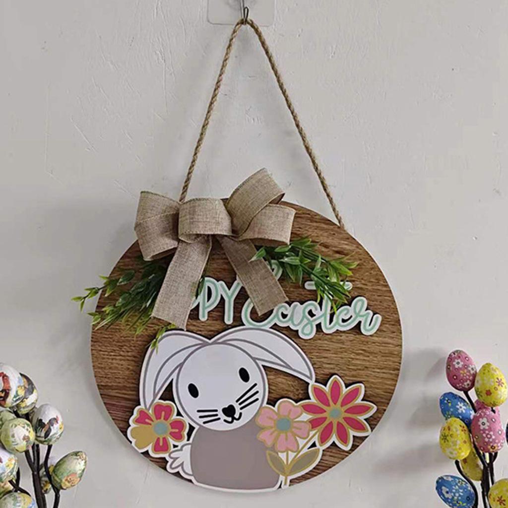Easter Wooden Wreath, Easter Bunny Decoration Pendant, Outdoor Courtyard Door Hanging