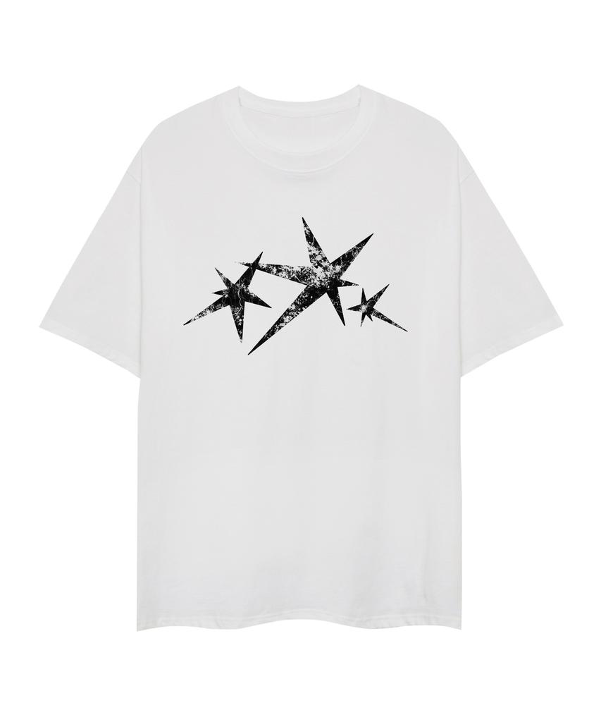 STANDARDERROR 87-Stan324 Triple Noise Star Crack Solid Short Sleeve T-Shirt (2 Colors)
