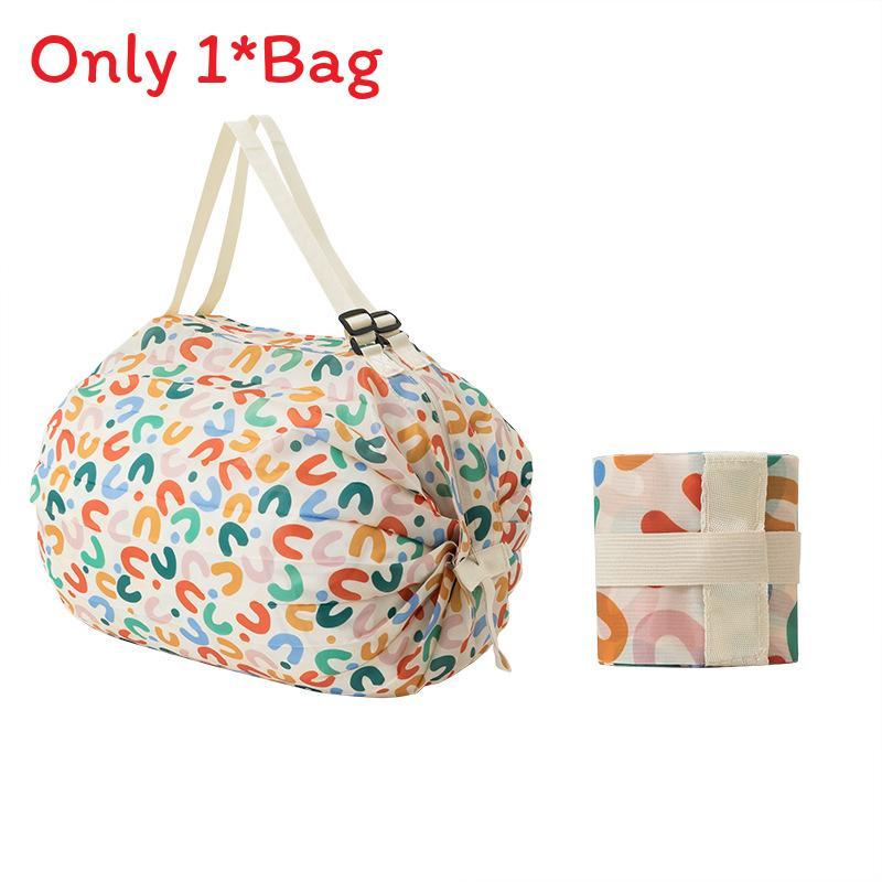 Nylon Foldable Shopping Bag With Large Capacity Waterproof Tote For Grocery Use