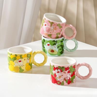 Niedliche Cartoon Hase Keramiktasse Mädchenherz Tasse Große Kapazität Wasserbecher Souvenirgeschenk Kaffeetasse Becher