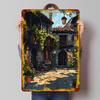 Medieval Courtyard Pixel Art Printed Poster Customized Wall Art Retro Vintage Metal Tin Signs for Bathroom Decor Man Cave Room