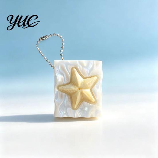 Interactive Clicking Toy Shell Starfish Press Keychain, 3D Printed Marine Theme Stress Relief Durable Key Accessory Holder, Sensory Fidget for