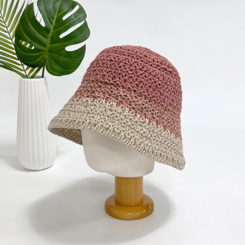 Women s Summer Beach Fashion Knitted Beanie Hat pink