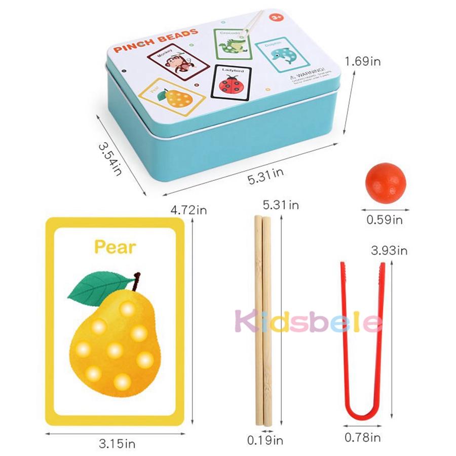 Clip On Beads Wooden Bead Color Sorting Toy Cartoon Matching Board Game Early Learning Mathematics Educational Toy For Toddlers