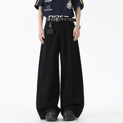 Work Pants Men and Women Loose Silhouette Retro Denim Floor Trousers
