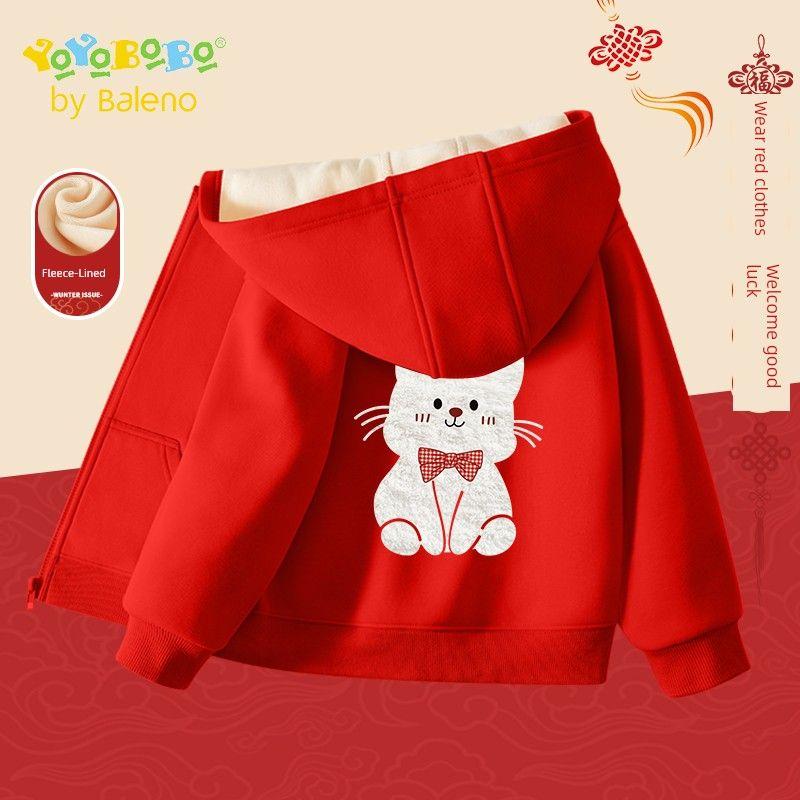Baleno Ybb Series Girls  Outwears, Kidsren s Autumn and Winter Red New Year Clothes, Girls  New Year s Greetings Clothes, Winter Clothes