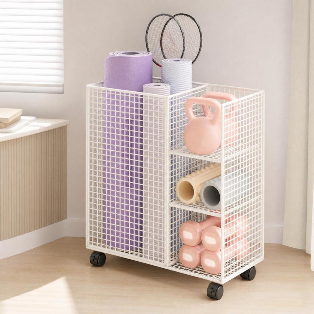 Mobile Sports Equipment Storage Cart Portable for Home Gym, Playroom