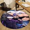 Jujutsu Kaisen Pattern Round Rug, Indoor/Outdoor Mat, for Picnic, Gameroom, Bedroom, Office, Living Room, Home Decor Carpet, Birthday Gift