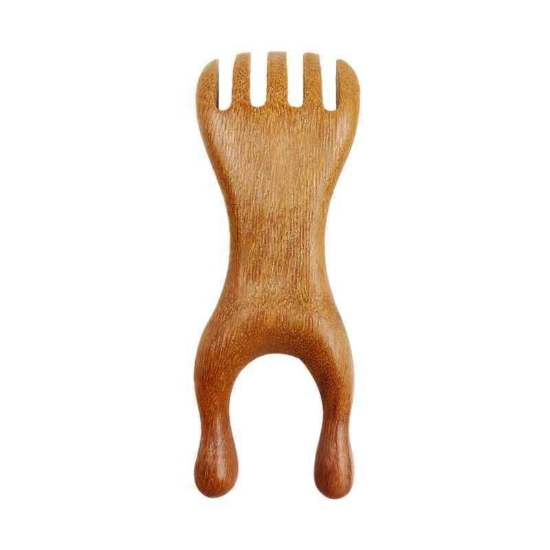Golden Sandalwood Massage Comb 4-in-1: Meridian Comb, Gua Sha Tool, Scalp Massager.