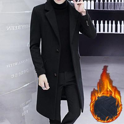 Woolen Jacket Men's Autumn and Winter Trench Coat Men's Medium and Long Korean Version Slim-fitting Woolen Coat Coat