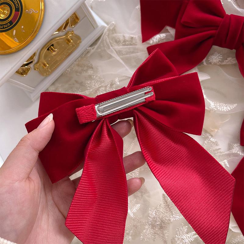 Elegant Big Bow Hair Clip Headdress Ribbon Bowknot Spring Ponytail Clips Hairpin Women Girls  Hair Accessories