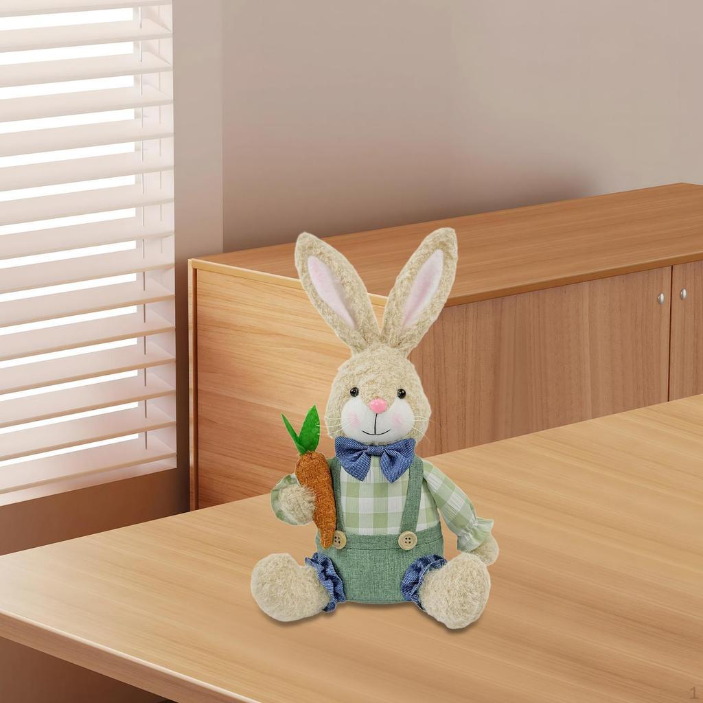 Easter Bunny Figurine Doll Ornament Collectible Cute Figure Statue for Cabinet Farmhouse