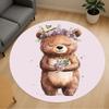 1pc Bear Flower Round Chair Mat Area Rug - Non-Slip, Floor Mat for Office, Bedroom, and Indoor Decor -1002119