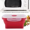 350ml Rectangle Silicone Bento Box Collapsible Lunch Box Microwave Food Container (Red)
