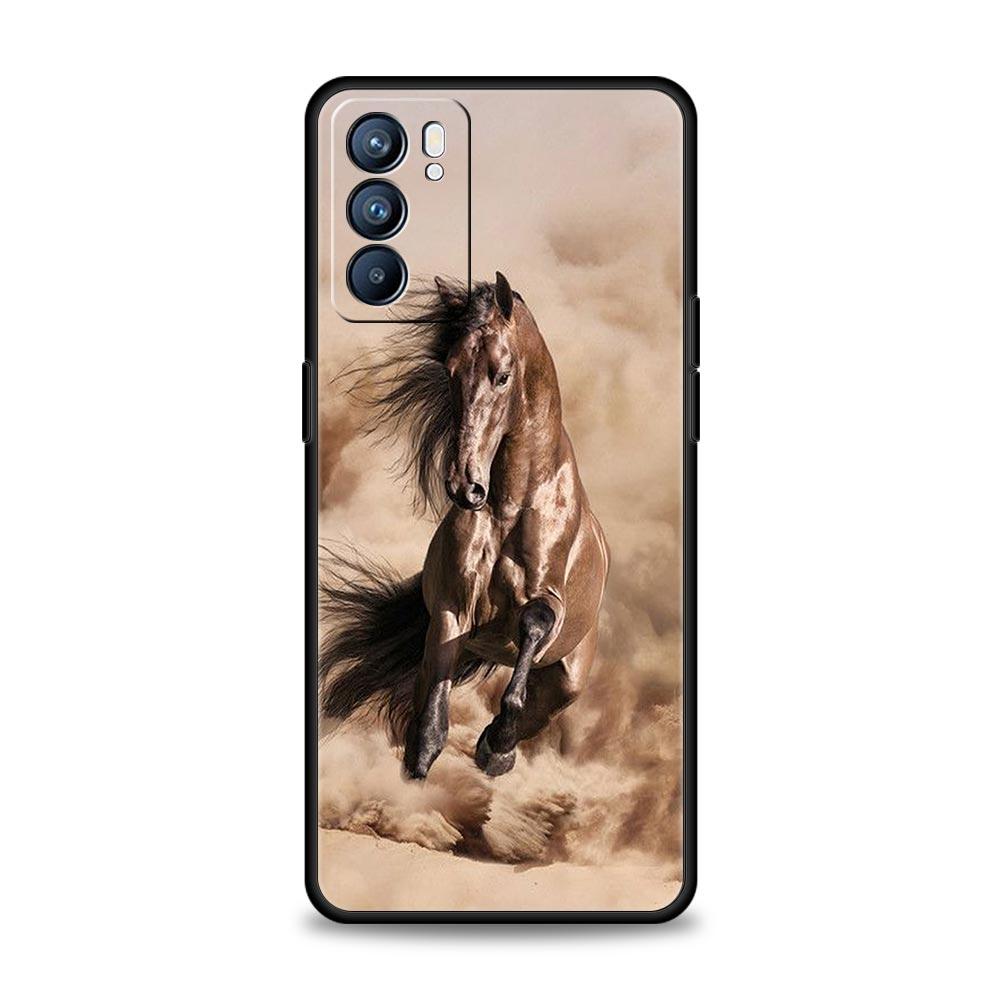 Animal Horse Phone Case For Oppo A17 A31 A54 A57 A78 A79 A98 Find X5 X6 Reno 6 7 8 10 11 12 13 F Pro 5G Soft TPU Cover Funda Bag