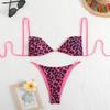 Dámská třídílná sada plavek bikiny s leopardím potiskem pro rok 2025 - Sexy, přiléhavý střih, dělený styl