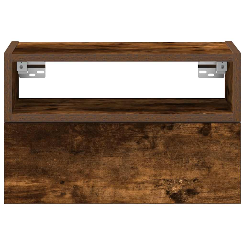 Vidaxl Wisząca Szafka Nocna, Przydymiony Dąb, 45X26X28,5 Cm