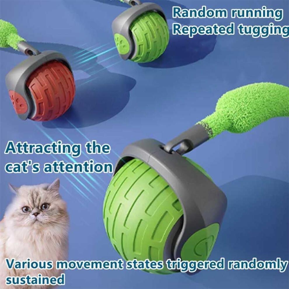 Speedy Tail 2.0 Automatic Moving Cat Toy Ball, Rechargeable Interactive Smart Ball with Replacement Tail (Green), compatible with Speedy Tail