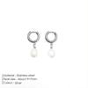 eManco 14K Gold Plated Freshwater Pearl Hoop Earrings for Women - Stainless Steel High-End Jewelry Accessories