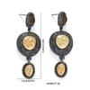 European and American hot-selling medium and ancient style full diamond color matching earrings, texture feeling, retro court style long earrings for