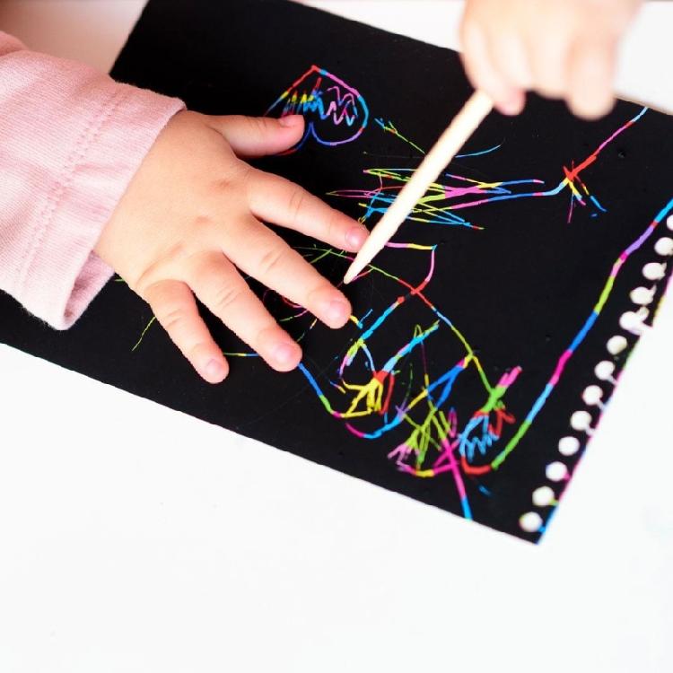 Portable Scratch Drawing Book Built in Colorful Pattern Twin Coil Binding Doodling Book for Children Adult Art Drawing