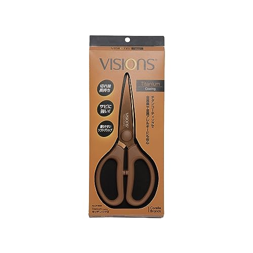 PEARL METAL VISIONS Kitchen Scissors, Titanium Coating, Dishwasher Safe, Gold, CP-8829