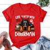 Hot Life Is Better With Coffee DoberUnisex Graphic Short Sleeve TShirts For Unisex Women Shirts Loose TShirt Casual Summer TShirts