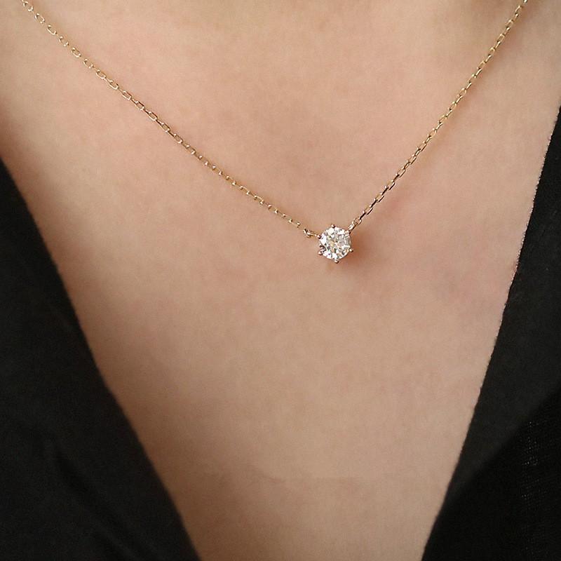 Silver Gold Plated Necklace Versatile Single Sparkling Zircon Clavicle Chain for Women Wedding Jewelry