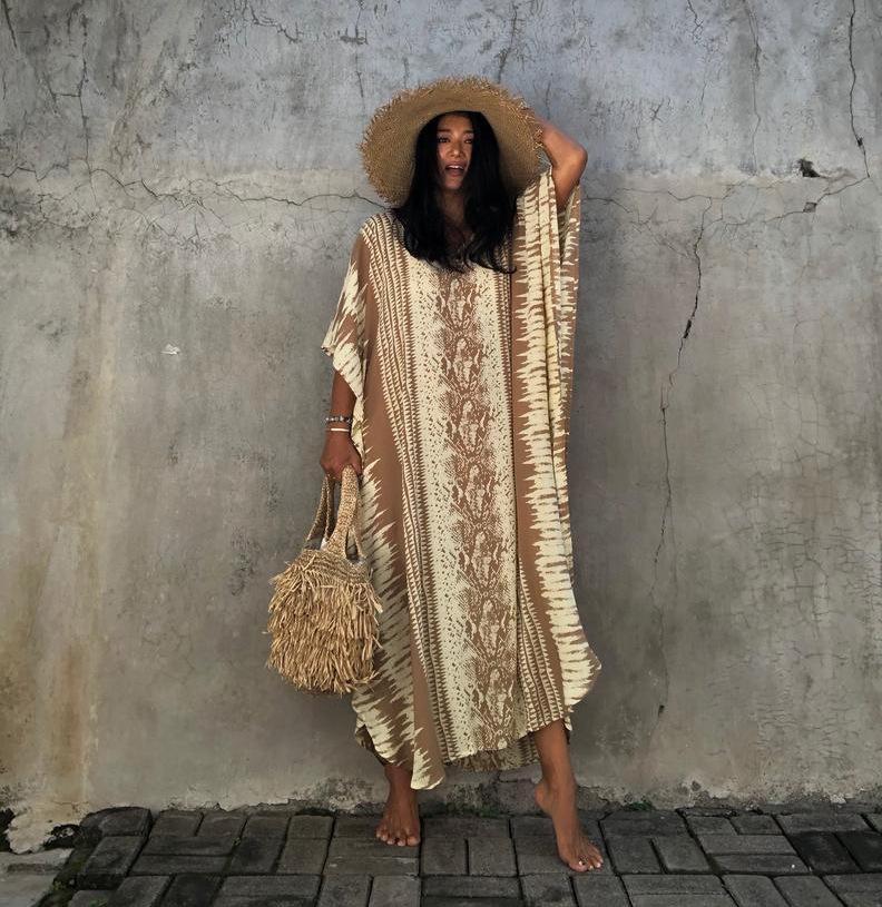 

Районный халат для пляжа со змеиным принтом - Повседневный пляжный халат для отпуска, на завязках (Доступно в 4 цветах) One Size кофейный