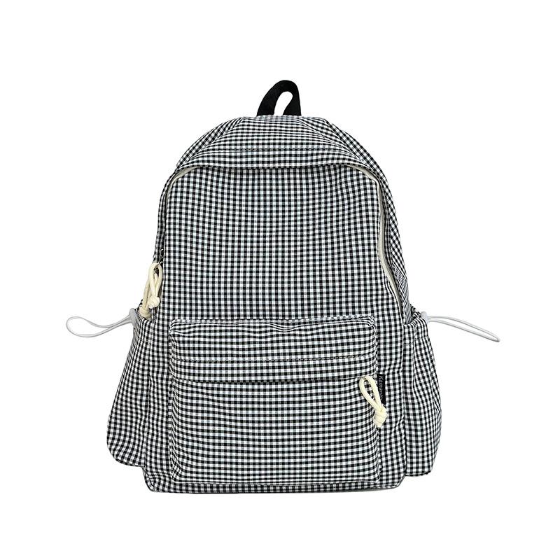 New Summer Fresh Checked Primary School Student Schoolbag Cute Backpack for Junior High School Students