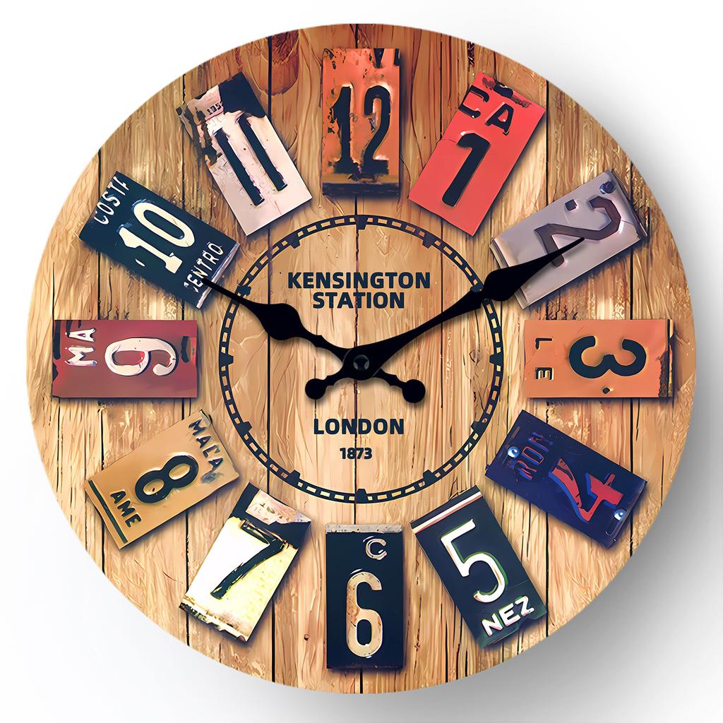 12 Inch Vintage Wooden Clock Coffee Shop Bar Living Room Bedroom Silent Wall Clock Home Decoration Quartz Clock Holiday Gift