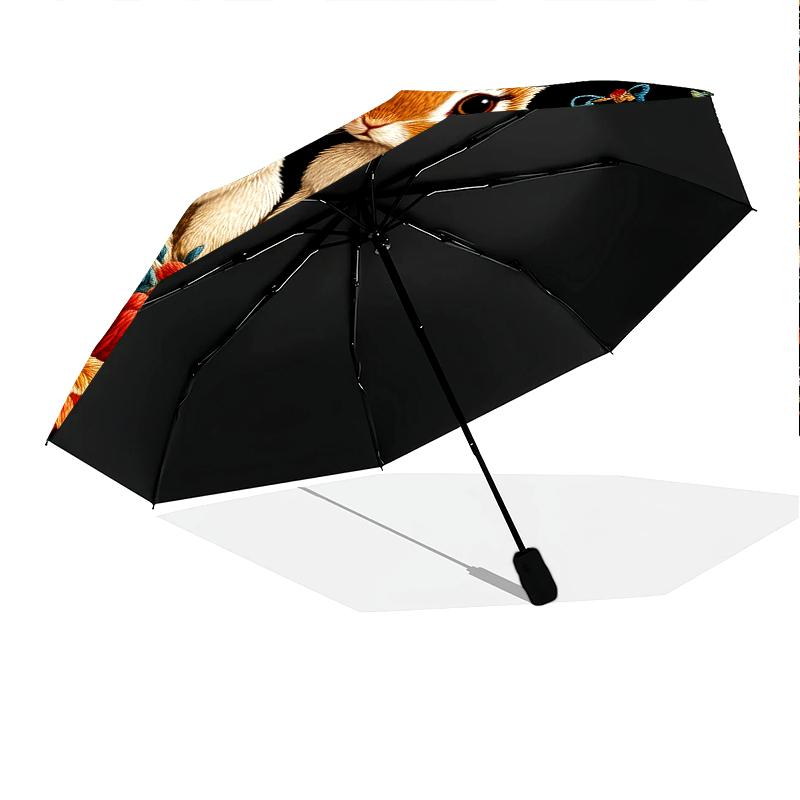 1 PC Automatic Folding Umbrella - Flowers and Animals Pattern, Portable & Foldable Design with 8 Ribs, Christmas Birthday Gifts
