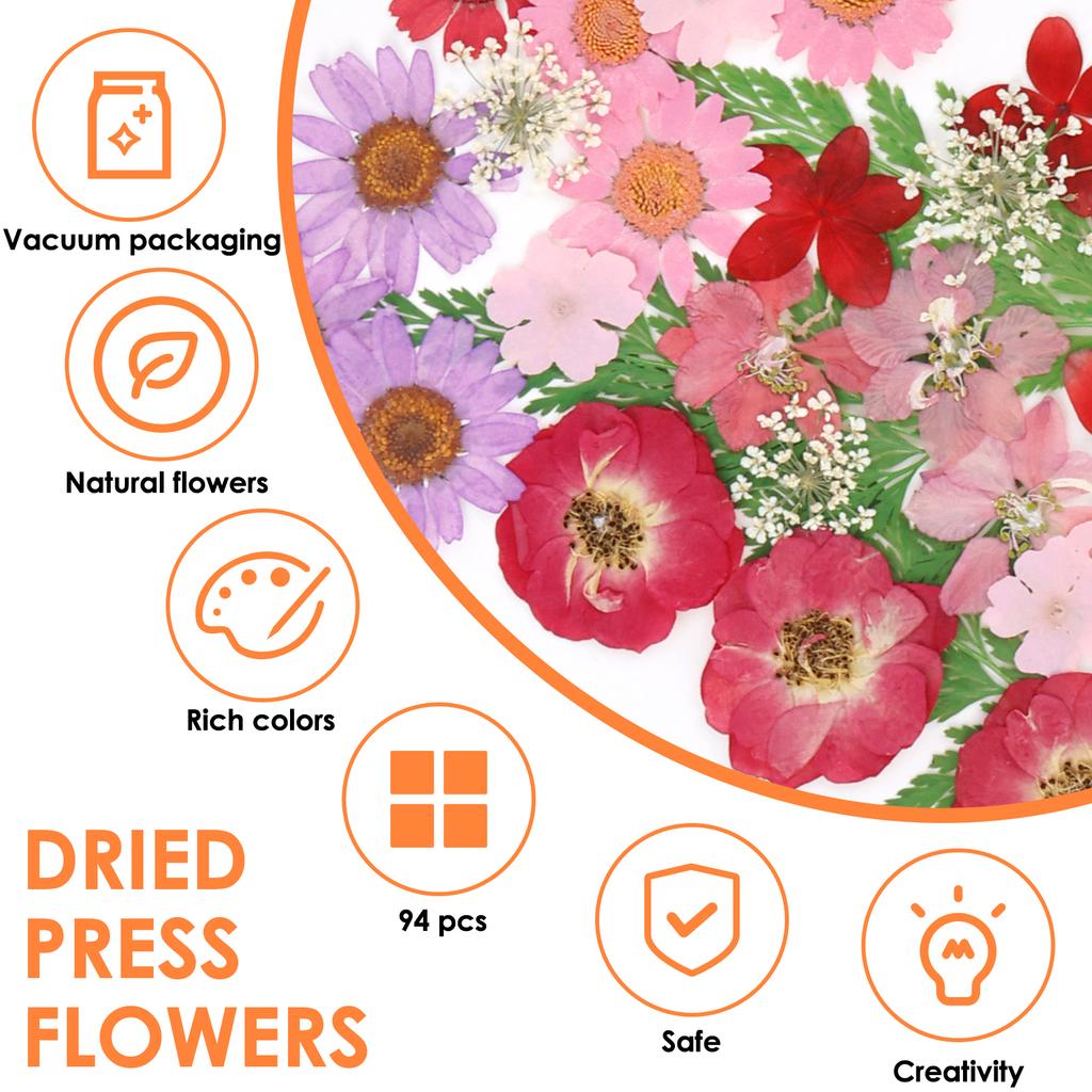 Dried Flowers Diy Pressed Flowers Stickers 104/96/94Pcs Real Natural Pressing Floral Leaves For DIY Making Art Decoration Home