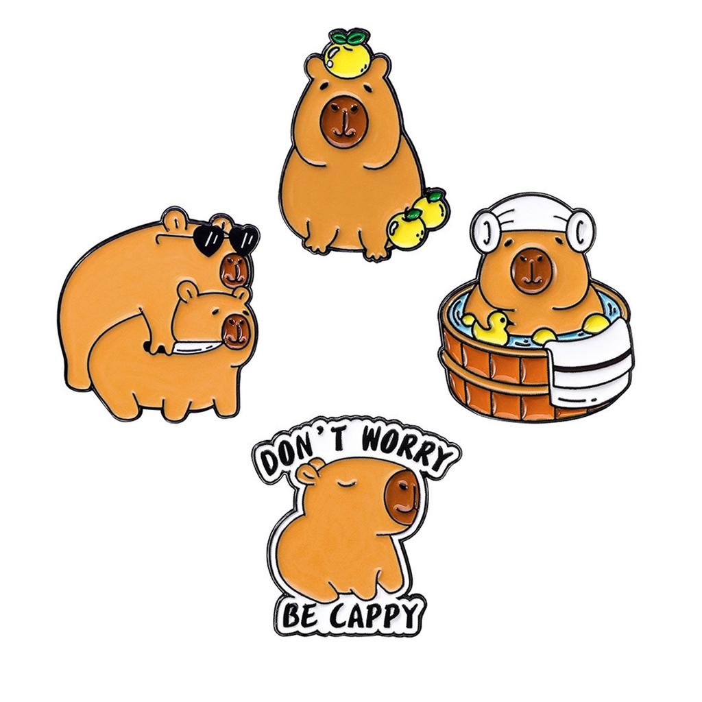 Colorful Cartoon Capybara Brooch Playful Capybara Lapel Pin Brooch Ornament For Enhancing Your Fashion Statement